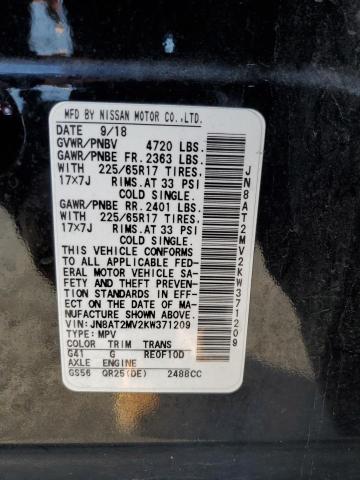 JN8AT2MV2KW371209 - 2019 NISSAN ROGUE S BLACK photo 12