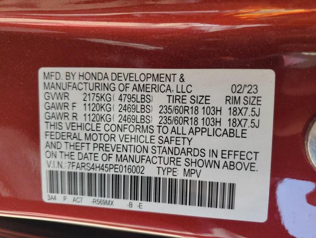 7FARS4H45PE016002 - 2023 HONDA CR-V EX RED photo 12