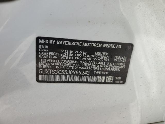 5UXTS3C55J0Y95243 - 2018 BMW X3 XDRIVEM40I WHITE photo 13
