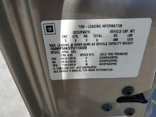 1G4HP54K5YU113028 - 2000 BUICK LESABRE CUSTOM ოქროსფერი ფოტო 12