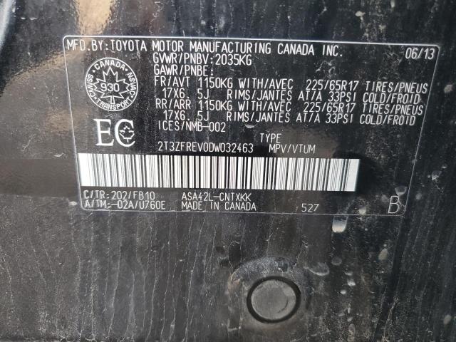 2T3ZFREV0DW032463 - 2013 TOYOTA RAV4 LE 黑色 照片 13