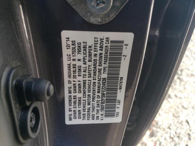 19XFB2F59FE224936 - 2015 HONDA CIVIC LX GRAY photo 12