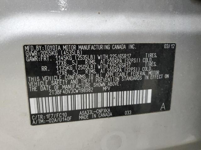 2T3BF4DV3CW198982 - 2012 TOYOTA RAV4 Gümüş foto 25