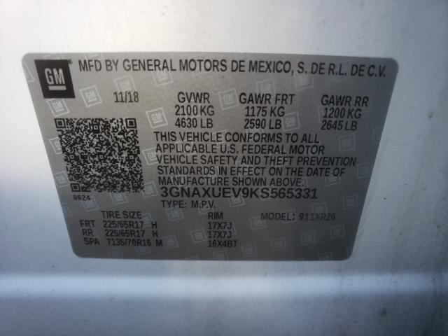 3GNAXUEV9KS565331 - 2019 CHEVROLET EQUINOX LT WHITE photo 13