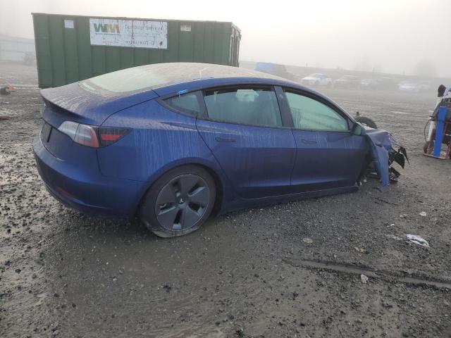 5YJ3E1EA2NF359400 - 2022 TESLA MODEL 3 BLUE photo 3