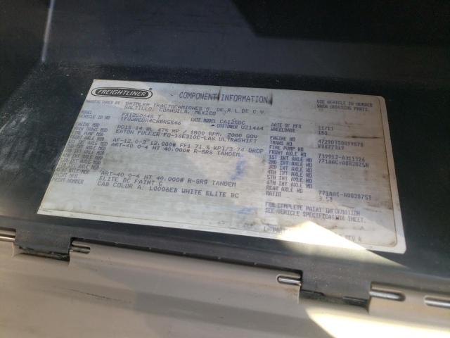 1FUJGEDR4CSBR5546 - 2012 FREIGHTLINER CASCADIA 白色 照片 10