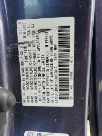 JHLRM3H70CC005817 - 2012 HONDA CR-V EXL BLUE photo 13