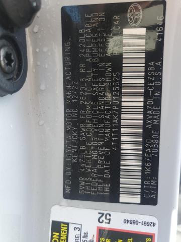 4T1T11AK7PU125625 - 2023 TOYOTA CAMRY SE NIGHT SHADE WHITE photo 12