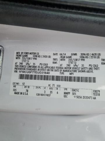 1FMCU0F77EUD31840 - 2014 FORD ESCAPE S WHITE photo 12