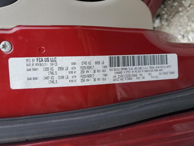 2C4RC1CG2GR193846 - 2016 CHRYSLER TOWN & COU TOURING L BURGUNDY photo 13