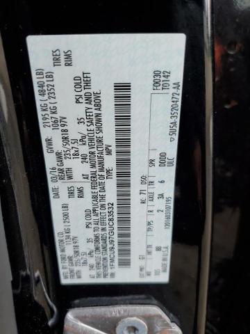 1FMCU9J97GUC83532 - 2016 FORD ESCAPE TITANIUM 黑色 照片 12