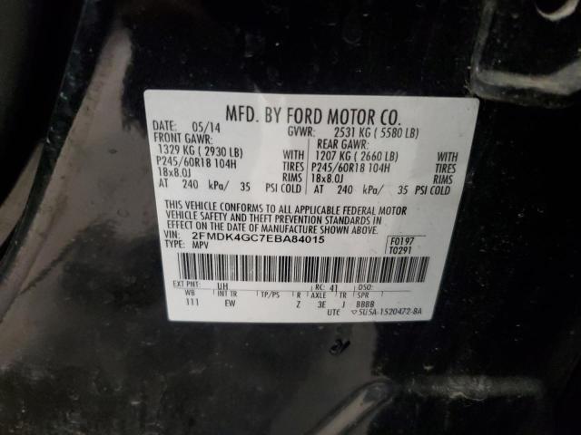 2FMDK4GC7EBA84015 - 2014 FORD EDGE SE BLACK photo 12