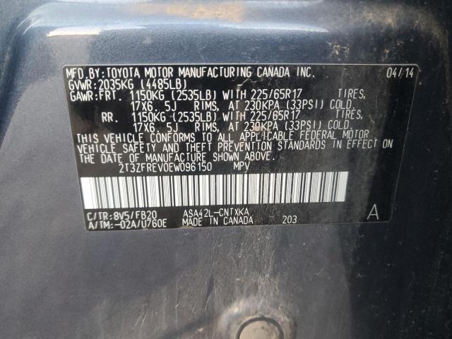 2T3ZFREV0EW096150 - 2014 TOYOTA RAV4 LE BLUE photo 13