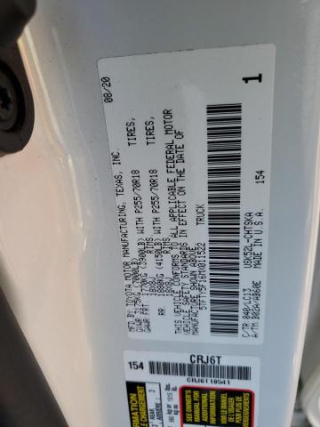 5TFTY5F16MX011522 - 2021 TOYOTA TUNDRA DOUBLE CAB SR/SR5 WHITE photo 12