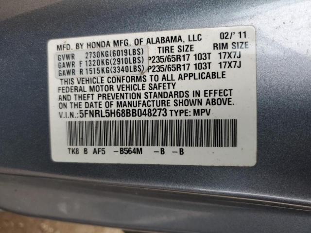 5FNRL5H68BB048273 - 2011 HONDA ODYSSEY EXL BLUE photo 13
