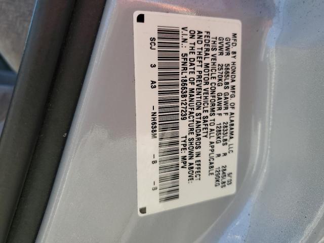 5FNRL18663B127239 - 2003 HONDA ODYSSEY EX SILVER photo 13