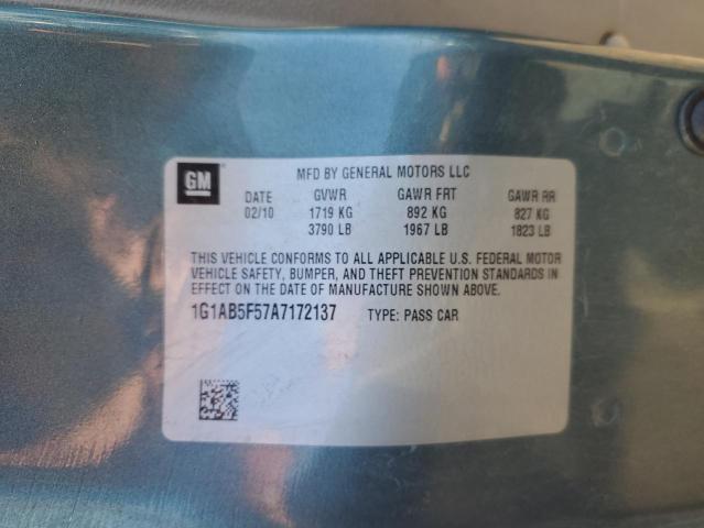 1G1AB5F57A7172137 - 2010 CHEVROLET COBALT LS TEAL photo 12