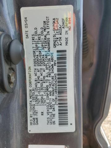 JTEBU14R840042445 - 2004 TOYOTA 4RUNNER SR5 CHARCOAL photo 14