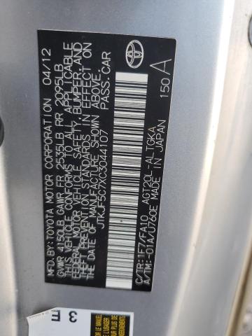 JTKJF5C7XC3044107 - 2012 TOYOTA SCION TC 银色 照片 12