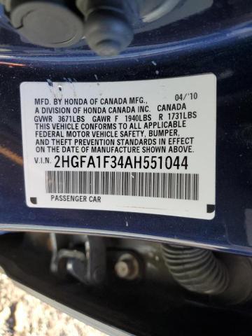 2HGFA1F34AH551044 - 2010 HONDA CIVIC VP BLUE photo 13