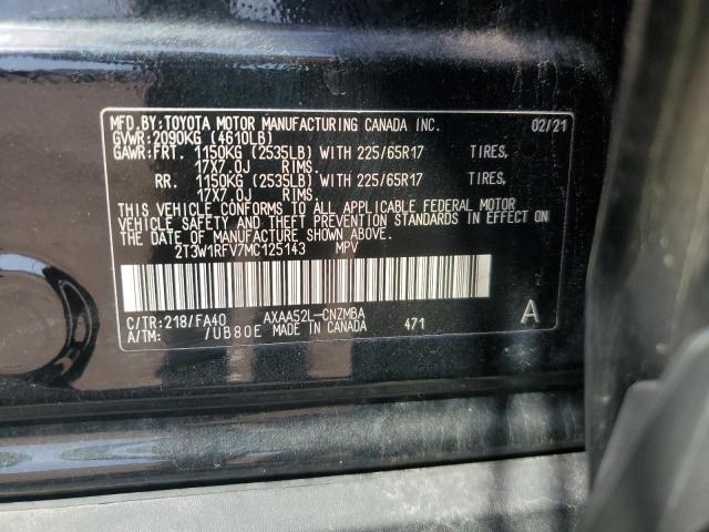 2T3W1RFV7MC125143 - 2021 TOYOTA RAV4 XLE BLACK photo 13