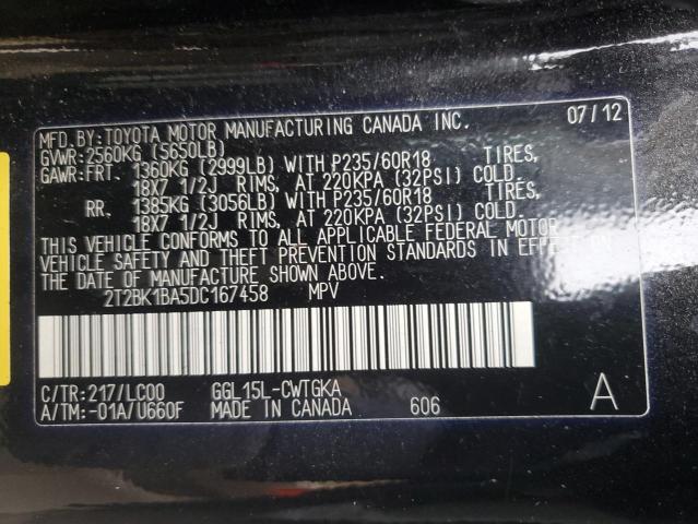 2T2BK1BA5DC167458 - 2013 LEXUS RX 350 BASE BLACK photo 13