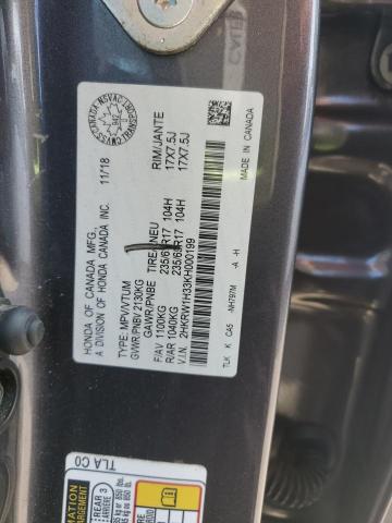 2HKRW1H33KH000199 - 2019 HONDA CR-V LX Szary zdjęcie 14