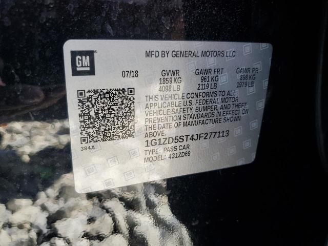 1G1ZD5ST4JF277113 - 2018 CHEVROLET MALIBU LT შავი ფოტო 12