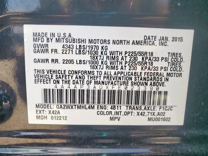 4A4AP3AUXFE023390 - 2015 MITSUBISHI OUTLANDER SPORT ES 黑色 照片 13