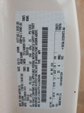 5LMTJ1BH7FUJ38096 - 2015 LINCOLN MKC BLACK LABEL أبيض صورة 12