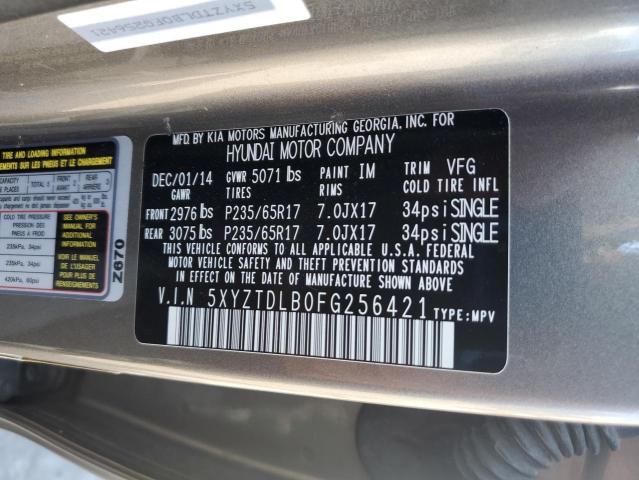 5XYZTDLB0FG256421 - 2015 HYUNDAI SANTA FE S GRAY photo 13