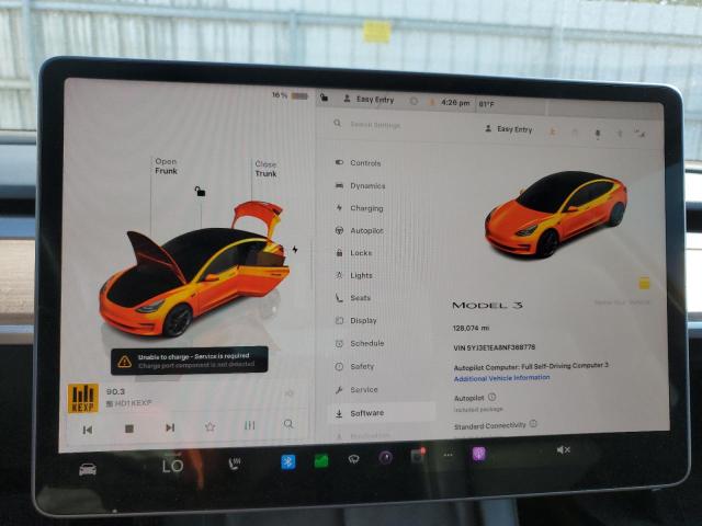 5YJ3E1EA8NF368778 - 2022 TESLA MODEL 3 შავი ფოტო 9