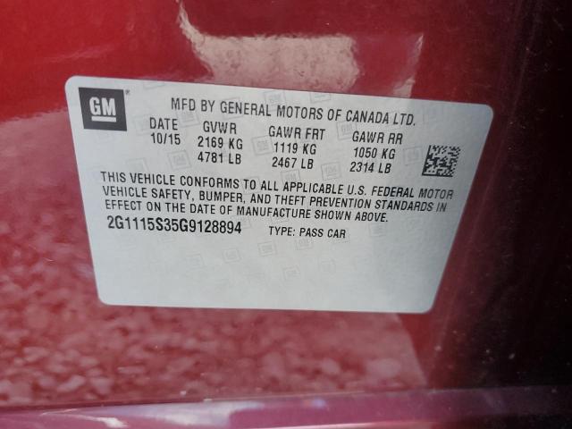 2G1115S35G9128894 - 2016 CHEVROLET IMPALA LT MAROON photo 12