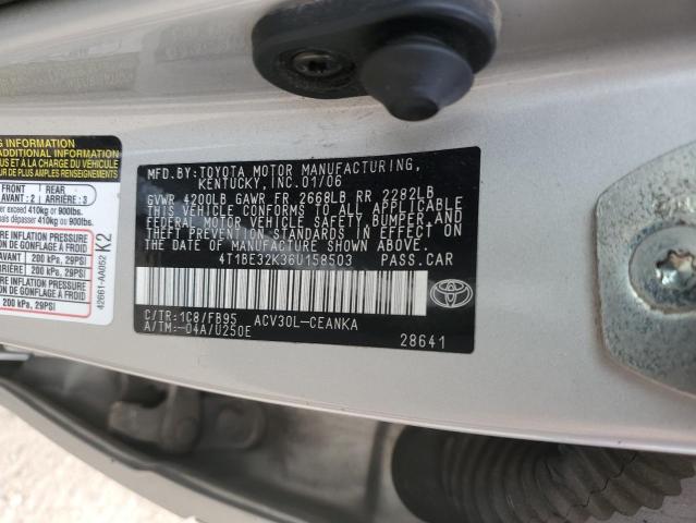 4T1BE32K36U158503 - 2006 TOYOTA CAMRY LE 灰色 照片 13