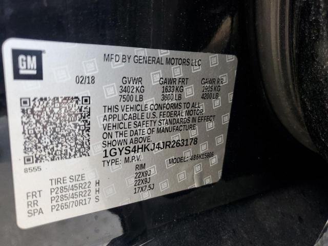 1GYS4HKJ4JR263178 - 2018 CADILLAC ESCALADE ESV LUXURY BLACK photo 10