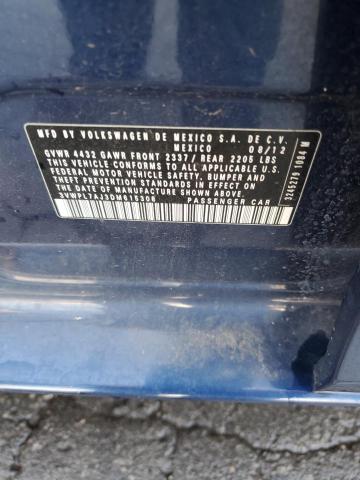 3VWPL7AJ3DM615308 - 2013 VOLKSWAGEN JETTA TDI ლურჯი ფოტო 12