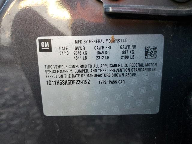 1G11H5SA6DF239192 - 2013 CHEVROLET MALIBU LTZ ნაცრისფერი ფოტო 12