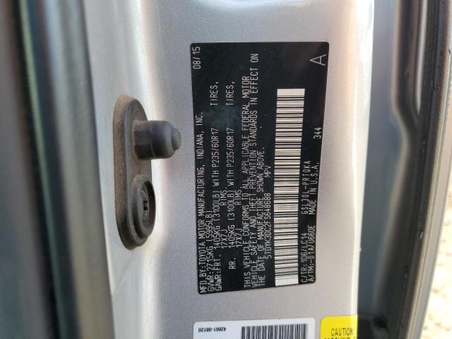 5TDYK3DC2FS648688 - 2015 TOYOTA SIENNA XLE SILVER photo 14