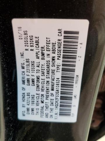 1HGCR2F53GA108524 - 2016 HONDA ACCORD SPORT 黑色 照片 12