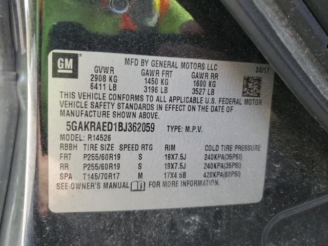 5GAKRAED1BJ362059 - 2011 BUICK ENCLAVE CX BLACK photo 13