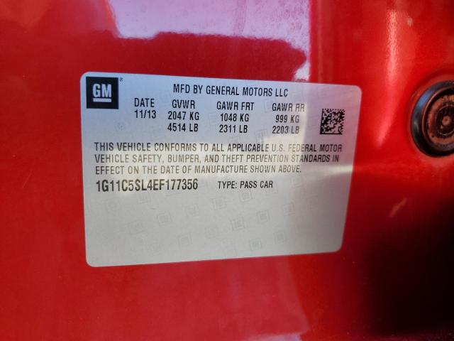 1G11C5SL4EF177356 - 2014 CHEVROLET MALIBU 1LT 红色 照片 12