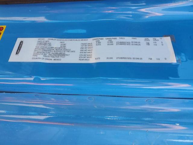 3AKJHHDR8NSMW7917 - 2022 FREIGHTLINER CASCADIA 1 BLUE photo 10