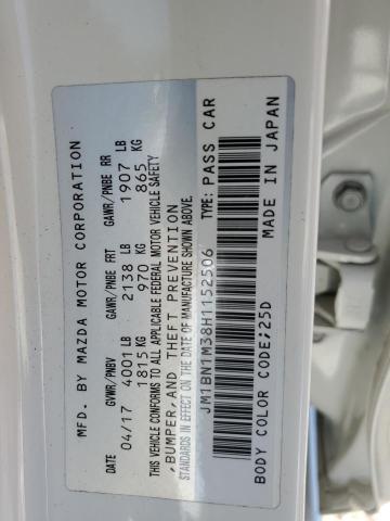 JM1BN1M38H1152506 - 2017 MAZDA 3 GRAND TOURING WHITE photo 12