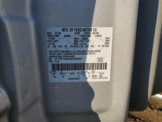 1FTRF14W58KE83821 - 2008 FORD F150 SILVER photo 13