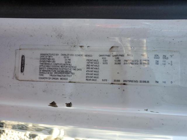 3AKJHHDR7KSKF7851 - 2019 FREIGHTLINER CASCADIA 1 WHITE photo 10