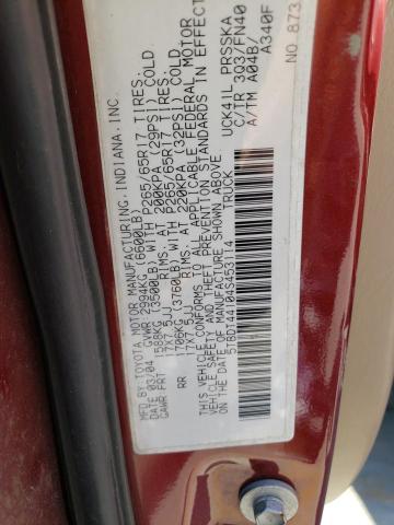 5TBDT44104S453114 - 2004 TOYOTA TUNDRA DOUBLE CAB SR5 BURGUNDY photo 12