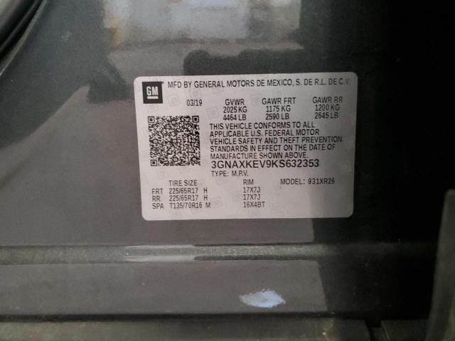 3GNAXKEV9KS632353 - 2019 CHEVROLET EQUINOX LT CHARCOAL photo 14