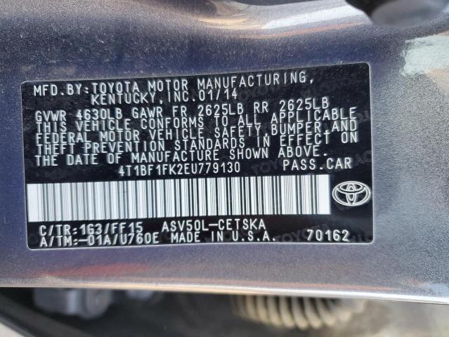 4T1BF1FK2EU779130 - 2014 TOYOTA CAMRY L GRAY photo 12