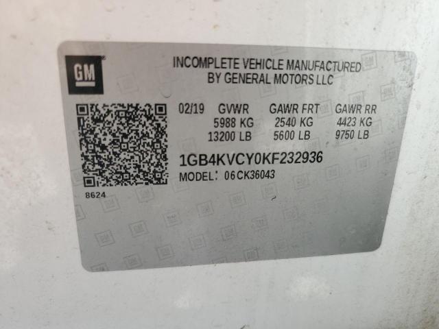 1GB4KVCY0KF232936 - 2019 CHEVROLET SILVERADO K3500 Biały zdjęcie 12