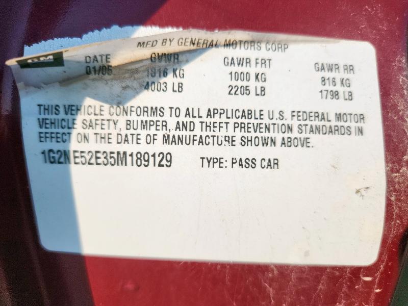 1G2NE52E35M189129 - 2005 PONTIAC GRAND AM SE RED photo 12